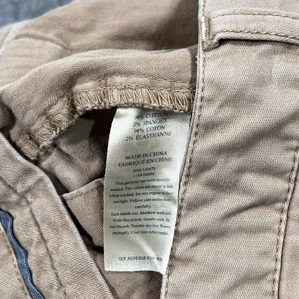 Faherty Brand Beige Khaki Flat Front Cotton Blend Chino Shorts Men's Size 33